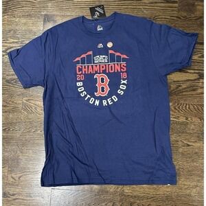 Majestic 2018 Team Roster Red Sox World Champ Shirt Blue Mens 2xl XXL Shirt NWT